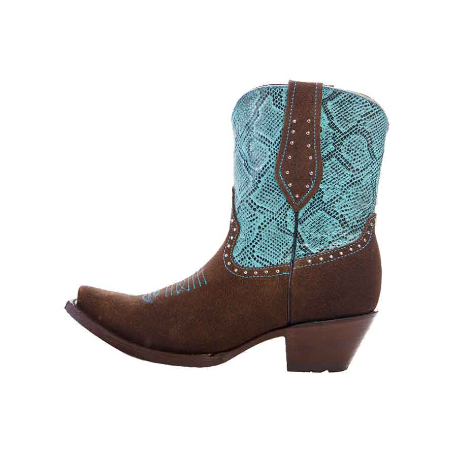 Bota-corta-oval-gamuza-grabado-anaconda-azul-turquesa-café-topo-1