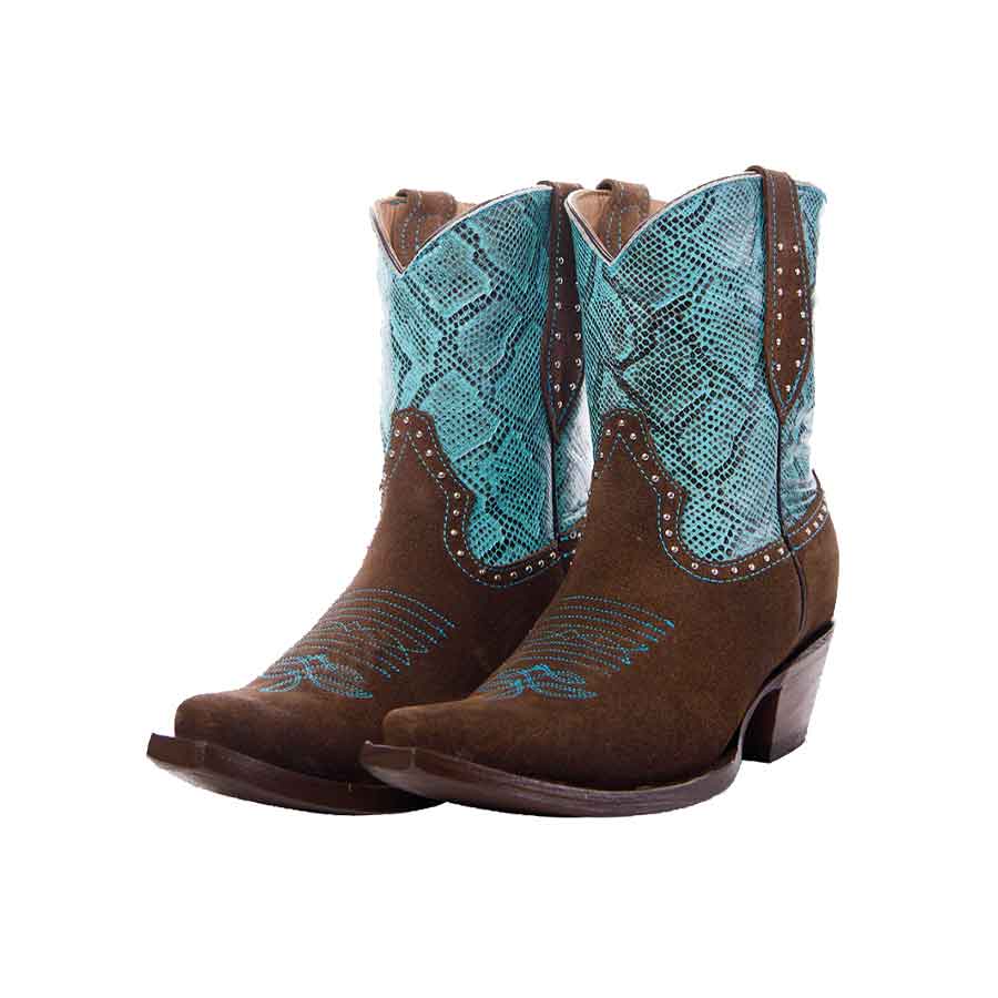 Bota-corta-oval-gamuza-grabado-anaconda-azul-turquesa-café-topo-2
