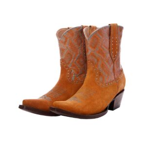 DV3012 Bota Corta Puntal gamuza grabado anaconda bronce/azul.