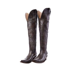 DV3021 Bota Puntal Grabado Anaconda Café-Negro