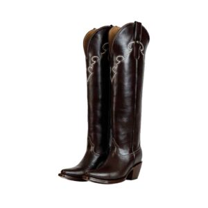 DV3091 Bota Puntal Alta bordado Copete Atanado café
