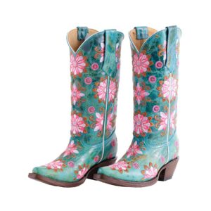 DV2032 Bota Puntal de flores desierto azul turquesa