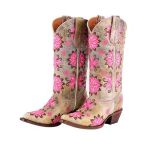 DV2031 Bota Puntal de flores desierto ostra fucsia