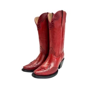 DV1083 Bota Puntal snake print rojo