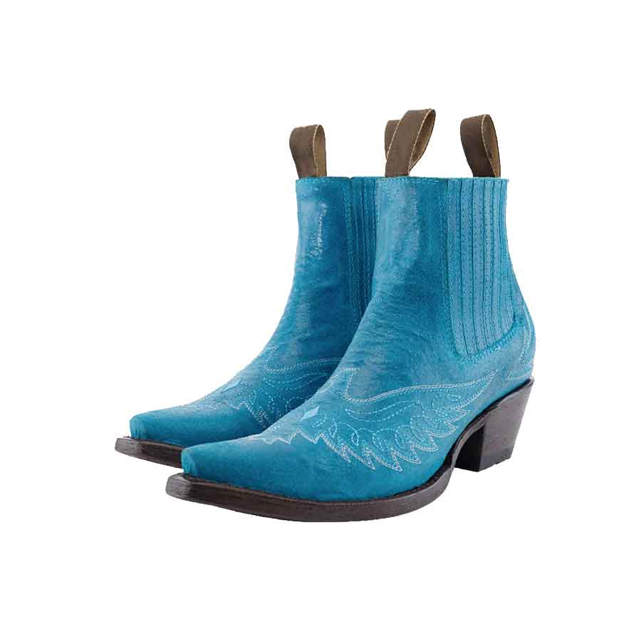 Botín-puntal-bordado-águila-jersey-azul-turquesa-2