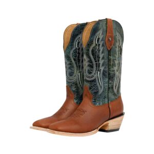 CV2021 Bota Bulldog tacón cubano bronce/desierto azul petroleo