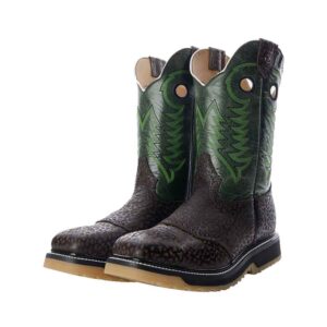 CV1051 Bota Casco de acero Cuello toro café/verde