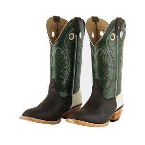 CV2001 Bota Española de cuero crazy choco/verde