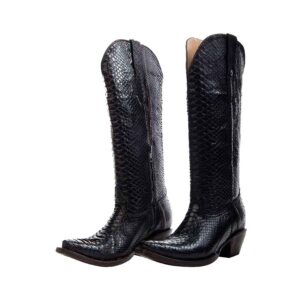 EPV1002 Bota puntal dama pitón negro cherry
